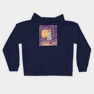 A fox in a forest at night Kids Hoodie